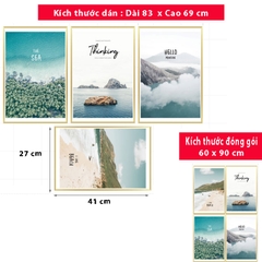 Decal dán tường Sticker dán tường in chất lượng cao có keo mặt sau mẫu Cảnh thiên nhiên phong cách Vintage ZH62