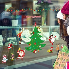 Decal dán tường Giáng Sinh 3D Ông già Noel HM92015DS trang trí tường, Sticker, Miếng dán tường, hình dán