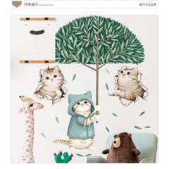 Decal dán tường Tranh dán tường Sticker Dán Tường Mẫu Những chú mèo ZH101
