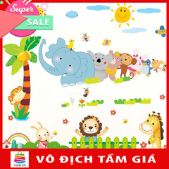 [ Size Lớn ] Decal dán tường kết hợp Các con thú và Chân Tường Động Vật AY639+XL7181