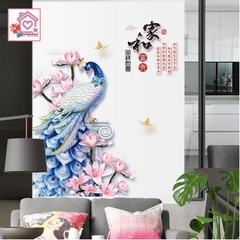 Decal dán tường Chim Công SK9374 trang trí tường phòng khách phòng ngủ - Sticker - Miếng dán tường - Hình dán