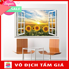 Decal dán tường nguyên miếng cửa sổ hoa mặt trời DLX0996 decal nguyên miếng