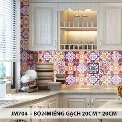 [HCM]Bộ 24 Sticker Decal gạch bông 20cm*20cm - Sticker Decal dán tường kính sàn nhà gỗ - Giấy dán tường ko cần thêm keo