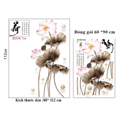 Decal dán tường Tranh dán tường Hoa Sen Xám SK9379