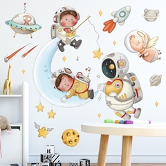 Decal dán tường Sticker dán tường in chất lượng cao có keo mặt sau mẫu Em làm Phi Hành Gia ZH91