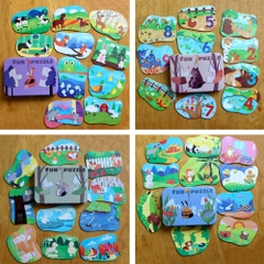 Combo 4 hộp tranh ghép Fun Puzzle Chủ đề các loại động vật vật nuôi