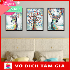 Decal dán tường khung tranh bộ nai phát tài XL8327-Framedecals-Scenedecal