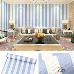 5M Giấy Dán Tường - Decal dán tường  Xọc Trắng Xanh Ngôi Sao-HPMWallpaper