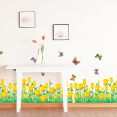 Miếng giấy dán tường Decal dán chân tường hoa hồng vàng cho bé AY7025