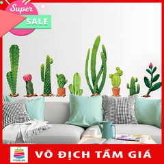 Decal dán tường chậu xương rồng dài XH9312 Flowerdecal