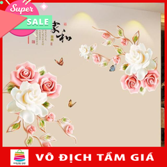 [Size lớn ]Decal dán tường HOA MẪU ĐƠN PEONY 3D CH2002 flowerdecal