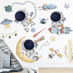 Decal dán tường Sticker dán tường in chất lượng cao có keo mặt sau mẫu Em khám phá vũ trụ ZH93