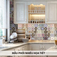 Bộ 12 Decal gạch bông - Decal dán tường kính sàn nhà gỗ - Giấy dán tường