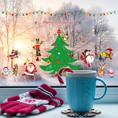 Decal dán tường Giáng Sinh 3D Ông già Noel HM92015DS trang trí tường, Sticker, Miếng dán tường, hình dán