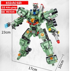 Đồ chơi lắp ráp cho bé trai Robot và Xe Tank 8 trong 1 với 832 chi tiết có thể ráp thành 25 kiểu khác nhau