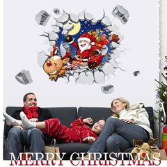 Decal dán tường Giáng Sinh 3D Ông già Noel ABQ6005 trang trí tường, Sticker, Miếng dán tường, hình dán