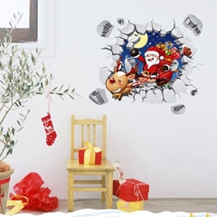 Decal dán tường Giáng Sinh 3D Ông già Noel ABQ6005 trang trí tường, Sticker, Miếng dán tường, hình dán