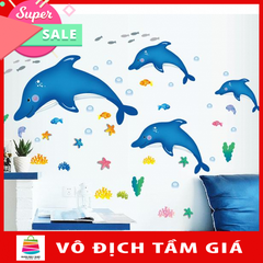 Decal dán tường Gia đình cá heo - HPMAY9168-kiddecals