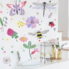 Decal dán tường Sticker dán tường in chất lượng cao có keo mặt sau mẫu Bươm Bướm và Chuồn Chuồn DD223001