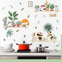 Decal dán tường Tranh dán tường Sticker Dán Tường Mẫu mèo con và hoa Cho bé ZH96