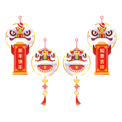 Decal dán tường decal trang trí tết Mẫu Con Lân  AMJ927