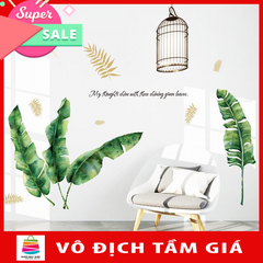 Decal giấy dán tường Lá chuối  SK9359