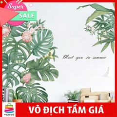 Sticker Giấy Dán Tường Decal Dán tường Mẫu Hoa Lá Cực Xinh ZH022