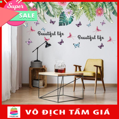 [Size lơn] Decal dán tường Lá to nhiều màu SK2025AB