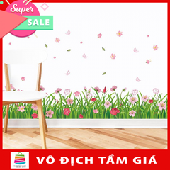 Decal dán chân tường hoa đồng tiền nhiều màu XL7189-Decalchantuong