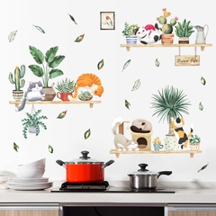Decal dán tường Tranh dán tường Sticker Dán Tường Mẫu mèo con và hoa Cho bé ZH96