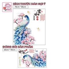 Decal dán tường Chim Công SK9374 trang trí tường phòng khách phòng ngủ - Sticker - Miếng dán tường - Hình dán