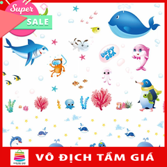 [ Size Lớn ] Decal dán tường kết hợp Đại dương sâu thẳm XL7225+XL7149