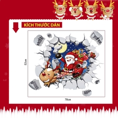 Decal dán tường Giáng Sinh 3D Ông già Noel ABQ6005 trang trí tường, Sticker, Miếng dán tường, hình dán
