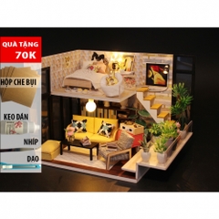 Nhà búp bê - Có Đèn Led - Cathy's House Tặng Kèm Mica Che Bụi và Bộ Dụng Cụ Lắp Ráp