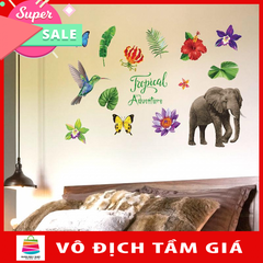 Decal dán tường Tropical Adventure Voi SK7171 kiddecals framedecals chất liệu PVC cao cấp có sẵn keo dễ dàng thi công.