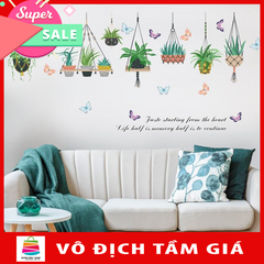 Decal dán tường giỏ hoa xương rồng SK9329