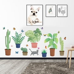 Decal Giấy dán tường ko cần thêm keo chậu xương rồng XL7248