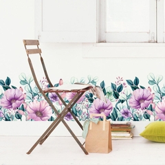 Decal dán tường Mẫu Dán Chân Tường Hoa Tím có sẵn keo chỉ cần bóc dán