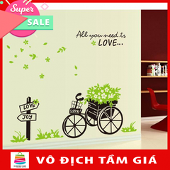 Decal dán tường Xe và và Hoa AY722 framedecals