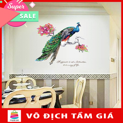 Decal dán tường trang trí tết chú công xinh đẹp SK9153-Framedecals-decal nguyên miếng