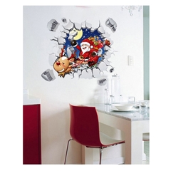 Decal dán tường Giáng Sinh 3D Ông già Noel ABQ6005 trang trí tường, Sticker, Miếng dán tường, hình dán