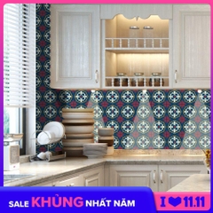 Bộ 12 Decal gạch bông - Decal dán tường kính sàn nhà gỗ - Giấy dán tường ko cần thêm keo