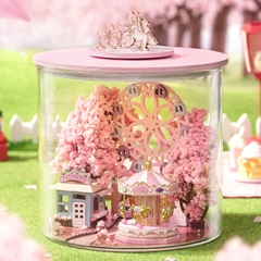 Nhà búp bê Mô hình nhà gỗ lắp ráp có đèn led  Magic House Tặng kèm bộ dụng cụ lắp ráp