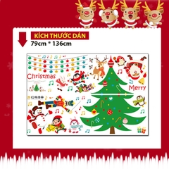 Decal dán tường Giáng Sinh 3D Ông già Noel HM92015DS trang trí tường, Sticker, Miếng dán tường, hình dán