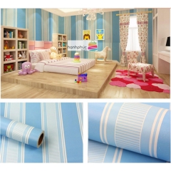 5M Giấy Dán Tường - Decal dán tường - Sọc Xanh Trắng-HPMWallpaper