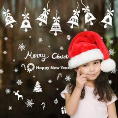 Decal trang trí giáng sinh  trang trí noel Ông già noel người tuyết túi quà và dòng chữ merry christmas SK6011