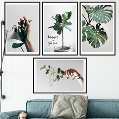 Decal dán tường Sticker dán tường in chất lượng cao có keo mặt sau mẫu hoa lá phong cách Vintage ZH54