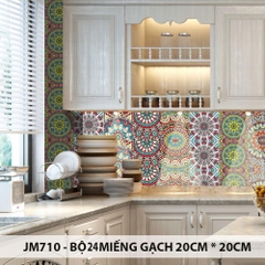 Bộ 24 Decal gạch bông 20cm*20cm - Decal dán tường, kính, sàn nhà, gỗ - Giấy dán tường ko cần thêm keo