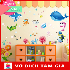 Decal dán tường thế giới cá ngộ nghĩnh cho bé XL7225-kiddecals