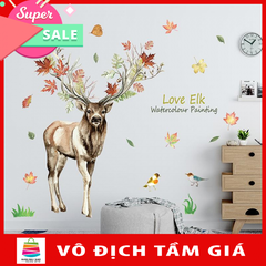 Decal giấy dán tường con nai XL8388